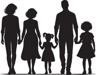 family silhouette isolated over white background editable vector illustration