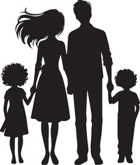 family silhouette isolated over white background editable vector illustration - obrazy, fototapety, plakaty