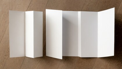 vertical double gate fold brochure four panels eight pages blank leaflet mock up on white background for presentation design folded semi folded and front side