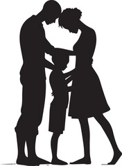 family silhouette isolated over white background editable vector illustration