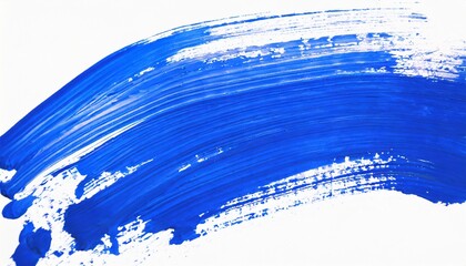 blue stroke of the paint brush on white - obrazy, fototapety, plakaty