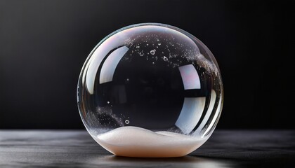 beautiful translucent soap bubble on dark background - obrazy, fototapety, plakaty