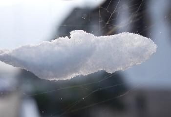 Neige en suspension en gros plan