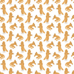 Cat, dog doodle. Seamless pattern with cute abstract cat and Newfoundland. Great for wrapping paper.