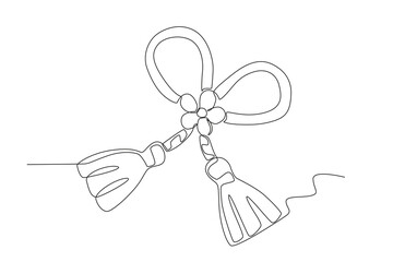 A Martisor with small floral decoration. Martisor one-line drawing