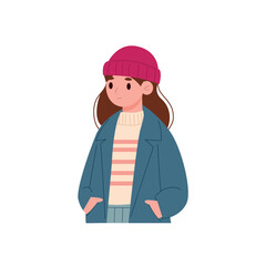 Cute girl in winter clothes. Vector illustration in cartoon style.