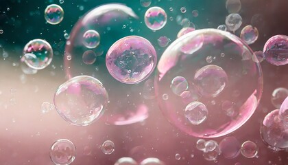 abstract beautiful pink soap bubbles floating background - obrazy, fototapety, plakaty