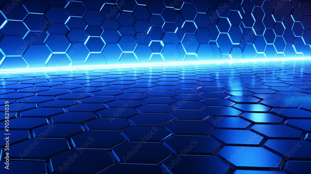 Poster a futuristic blue and black grid pattern generative ai