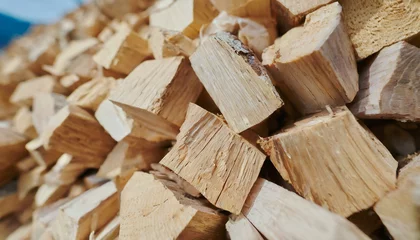 Deurstickers stack of firewood © Pikbundle
