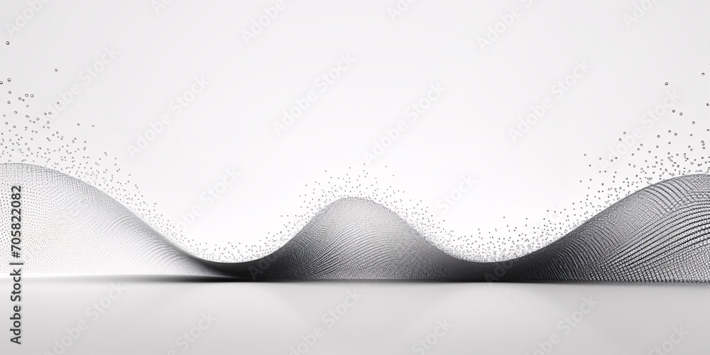 Poster a futuristic cityscape with a large, curved building and a cloud of dots generative ai