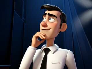 A cartoon character with a black tie and a smirk on his face Generative AI