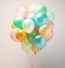 Colorful balloons in the air Generative AI