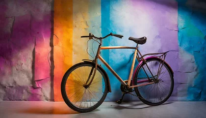 Deurstickers vintage bicycle on a wall © Pikbundle
