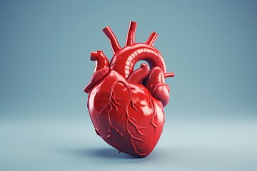 3D Heart Model with Blood Vessels Generative AI - obrazy, fototapety, plakaty