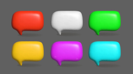 Fototapeta premium Speech bubbles colorful set. Dialogue bubble icons. Chat window Realistic 3d set vector illustration