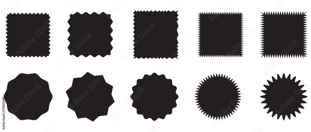 Poster zig zag edge rectangle shape collection. jagged rectangular elements set. black graphic design eleme