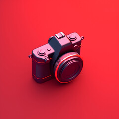 Professional cartoon-style camera. Design illustration 3D concept.