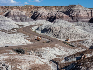 Scenic landscape along Blue Mesa Trail in Petrified Forest National Park - Arizona, USA