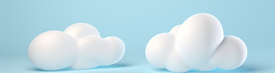 Fototapeta na wymiar Two Clouds on a Blue Background Generative AI