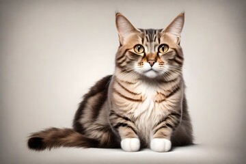 Obraz premium Sitting sweety cat looking aside. Portrait on transparent background