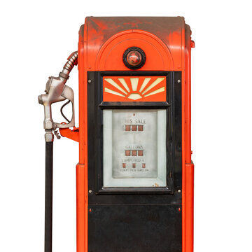 Vintage weathered red American gasoline pump