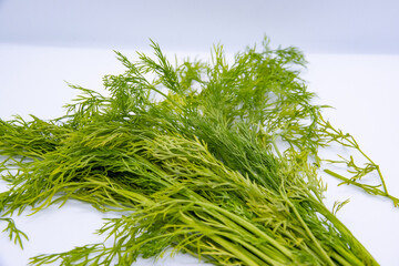 Dill Leaves aka Saunf Leaf Vegatable in White Background Isolated