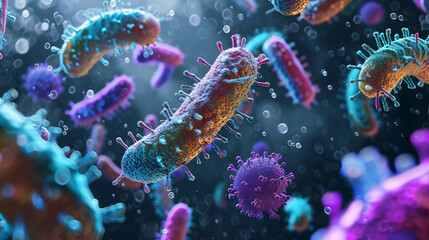 Fototapeta na wymiar Microscopic View of Bacteria for Scientific Research and Healthcare Imagery