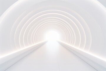 Obraz premium A long white tunnel with a bright light at the end Generative AI