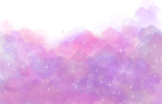 Pastel purple and pink vanilla sky watercolor with sparkle abstract background wallpaper frame for birthday baby shower