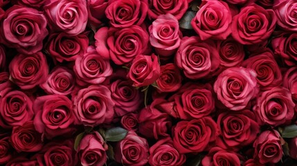 many red roses in a small bouquet Happy Valentine's Day Red rose flower wall background.