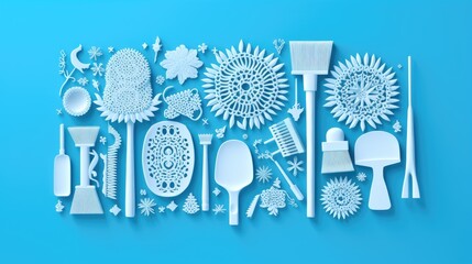 household cleaning products, cleaning brushes - obrazy, fototapety, plakaty
