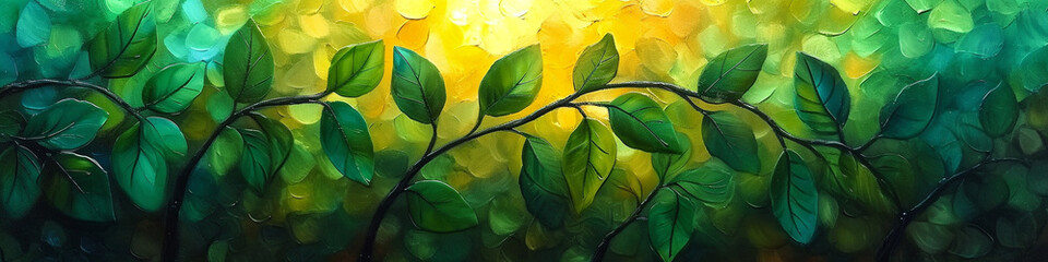 Abstract Greenery Watercolor Panorama

