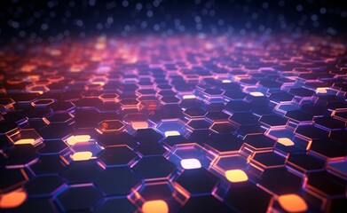 Obraz premium A vibrant, colorful, and abstract design of hexagons and stars Generative AI