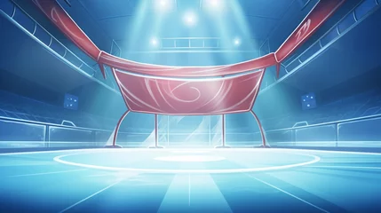 Fototapeten A futuristic boxing ring with a red and blue color scheme Generative AI © Bipul Kumar
