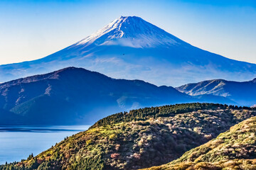 Colorful Mount Fuji Lookout Helicopter Lake Ashiniko Hakone Kanagawa Japan
