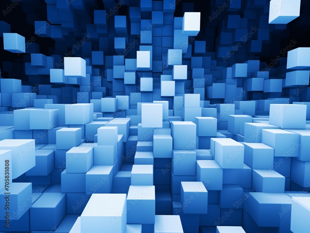 Aufkleber a blue and white 3d cube pattern generative ai
