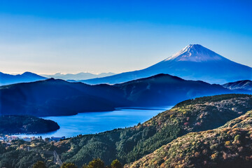 Colorful Mount Fuji Lookout Lake Ashiniko Hakone Kanagawa Japan