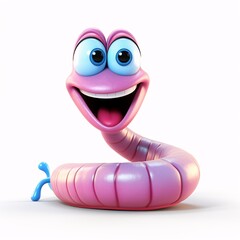 Pink and Purple Cartoon Snake with a Smile Generative AI