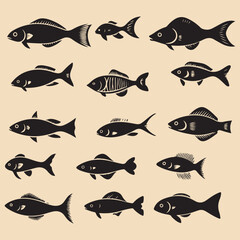 Fish black silhouette vector clip art