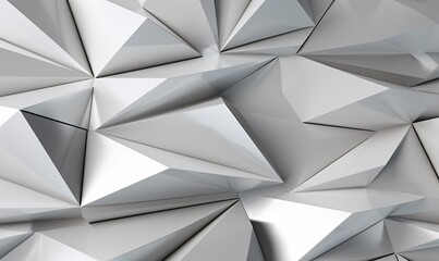 Metallic Geometric Patterns: A Collection of Silver and Gray Triangles Generative AI