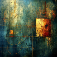 Grunge album cover background, geometric shapes