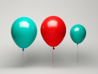 Three balloons of different colors in a row Generative AI