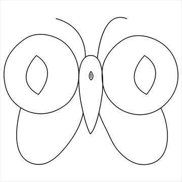 Simple butterfly continuous single line art drawing and butterfly line art vector illustration