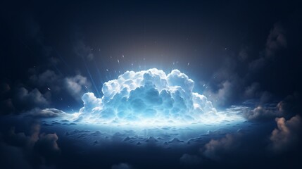 A bright blue cloud in a dark sky Generative AI - obrazy, fototapety, plakaty