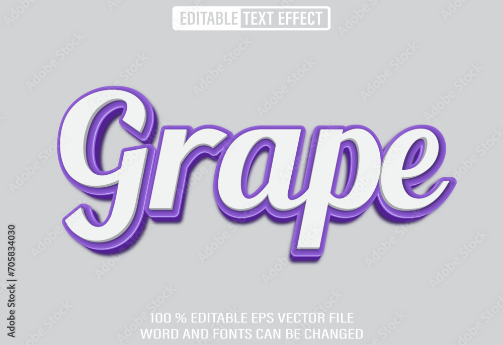 Poster editable 3d text style effect - grape text effect template