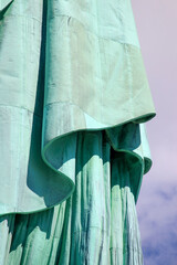 Details of The Statue of Liberty (Liberty Enlightening the World), the amazing copper statue built...