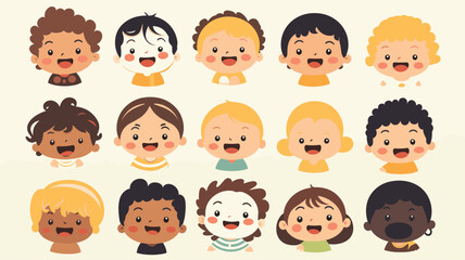 expressive nature of babies in a vector art piece showcasing a range of emotions, from curious expressions to contented smiles and even little pouts. 