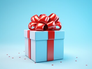 A blue box with a red ribbon and a bow Generative AI