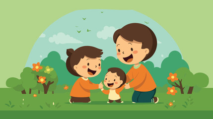bond between siblings and baby siblings in a vector scene featuring gentle interactions, protective gestures, and the joy of familial connection. 