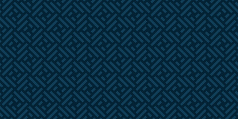 Subtle abstract geometric seamless pattern. Stylish minimal ornament with lines, squares, grid, repeat tiles. Simple dark blue geo texture. Modern geometrical background. Vector decorative design